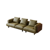 Italian Minimalist Modern Sofa Furniture Weaved Back Leather Couch