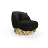 Luxury Sofa Suppliers Italian Luxury Fabric Angra Black Armchair