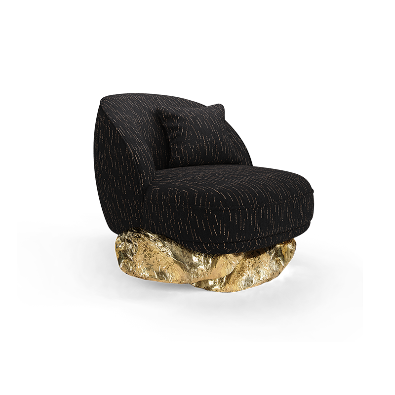 Luxury Sofa Suppliers Italian Luxury Fabric Angra Black Armchair