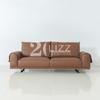 Contemporary Brown Leather Furniture Italian Sofa with Storage on Arms