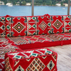 Foshan Arabic Majlis Sofa Factory Vivid Red Fabric Floor Couch