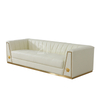 Italian Modern Furniture Versace Couch Beige Leather Sectional Sofa Set