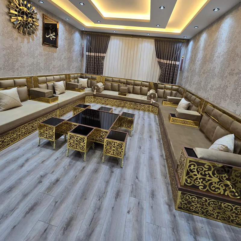 Brown Majlis Seatings Morrocan Jalsah Arabic Wooden Benches