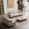 Nordic Wooden Sofa Divano Modulare Light Brown Fabric Elegant Sofa Set