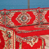 Floral Floor Sofa Seating Set Arabic Floor Sofa Set Red Fabric Majlis