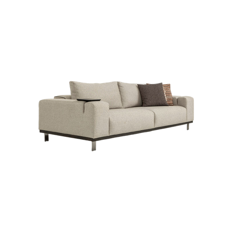 Foshan Bulk Sofa Suppliers Modern Clean Line Sofa Beige Fabric Long Sofa Set