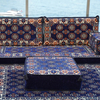 Navy Blue Single Arabic Floor Sofa Set Handmade Livingroom Floor Couch