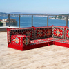 Red Arabic Floor Couch Modular Design Floor Cushion Fabric Majlis Sofa