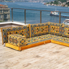 Yellow Floor Cushions Sectional Sofa Set Arabic Fabric Majlis