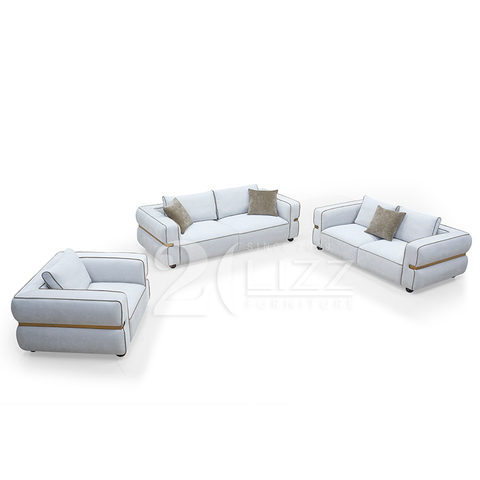 Modern Luxury Fabric Lounge Furnitures Giorgio Beige Fabric Luxor Modular Sofa Set