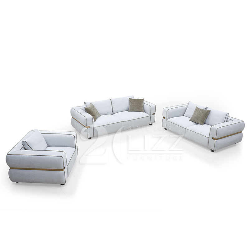 Modern Luxury Fabric Lounge Furnitures Giorgio Beige Fabric Luxor Modular Sofa Set