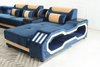 Contemporary Large Fabric Sectional Blue Living Room Sofa