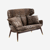 Italian Luxury Leopard Fabric Highback Loveseat Oleandro Sofa