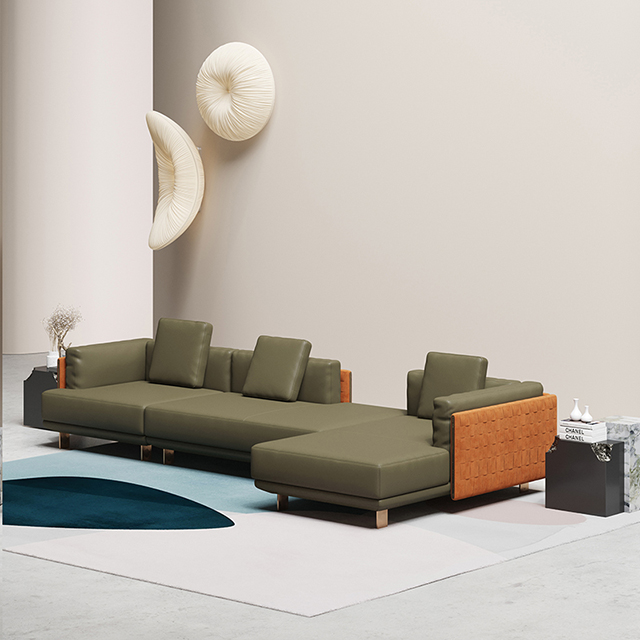 Canape Modern Sectional Italian Leather Minimalist Sofa Lounge