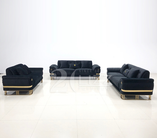 Latest Design Emerald Sofa with Gold Base Velvet Fabric Elegant Sectional Sofa