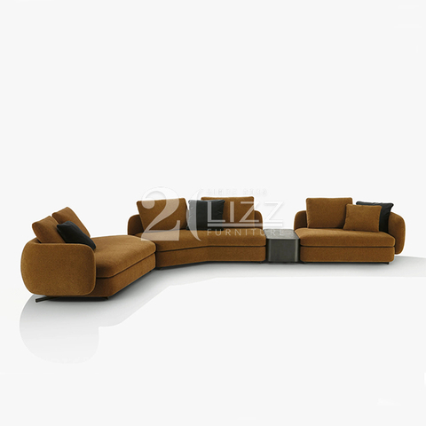 Modular Home Furniture Modern Nubuck Fabric Corner Sectional Sofa Sets