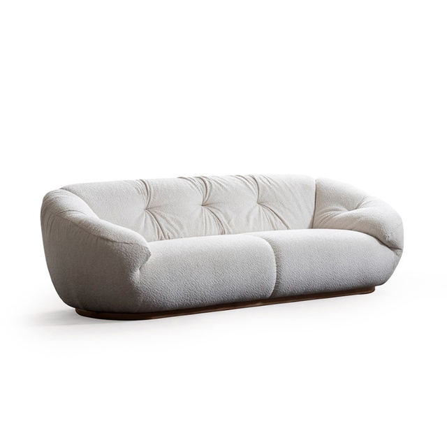 Foshan Furniture White Boucle Curved Sofa for Living Room Arte Sofa Set