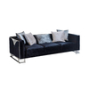 Luxury Black Velvet Sofa with Silver Stainless Steel Legs Bella Sofa Set