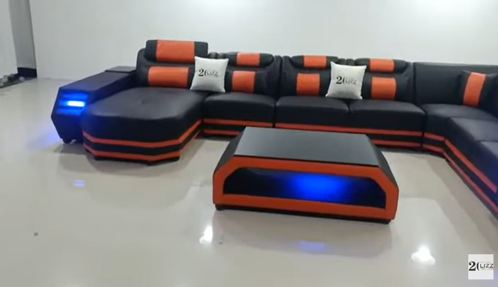 A REAL view of the LED leather sofa from our factory