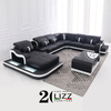 Modern Lounge Suite White Leather Couch Led Sectional Sofa