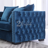 Classical Tufted Blue Velvet Fabric Sofa Loveseat and Chair