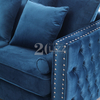 Classical Tufted Blue Velvet Fabric Sofa Loveseat and Chair