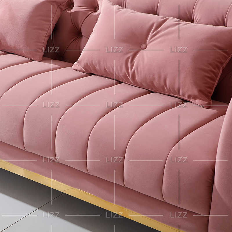 High Quality Chesterfield Fabric Sofa with Golden Legs