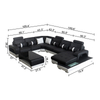 Modern Italian Leather Led Sectional Leisure Sofa with Storage