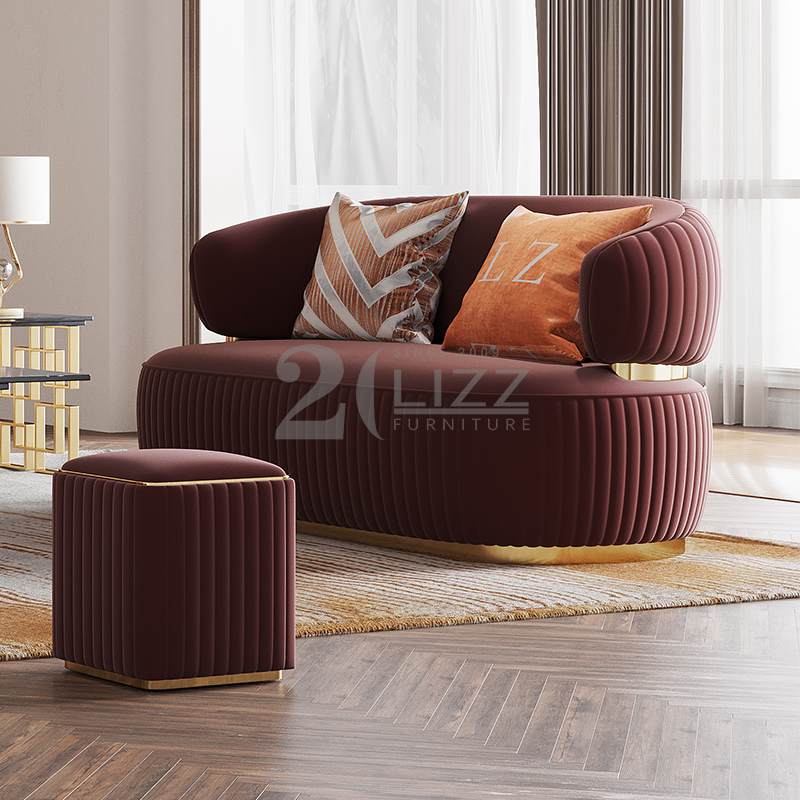 High End Sectional Living Room Sofa with Golden Legs
