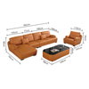 Modern L-shape Living Room Orange Leather Sectional Sofa