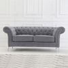 Gray Living Room Set Chesterfield Velvet Fabric Sofa