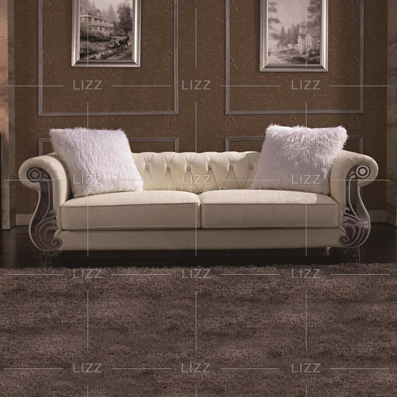 Luxury Tufted Leather Living Room Sofa