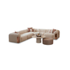 Boucle Fabric Beige Wabi-Sabi Sectional Couch Aura Kose Takimi Aura Corner Sofa Set