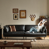Italian Black Leather Feather Sofa for Home Hotel And Office