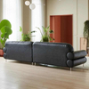 Custom Luxury Modern Sofa for Hotels Italian Black Leather Couch Feather Sofa