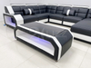 Futuristic LED Light U-shape Leather Sectional Corner Sofa Set with Coffee Table