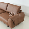 Contemporary Brown Leather Furniture Italian Sofa with Storage on Arms