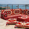 Red Fabric Majlis Arabic Floor Sofa Customization Floor Couch Set