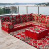 Foshan Arabic Majlis Sofa Factory Vivid Red Fabric Floor Couch