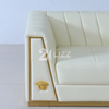 Italian Modern Furniture Versace Couch Beige Leather Sectional Sofa Set