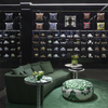 Unique Green Fabric Foot Stool Round Ottoman Fabric Futtons