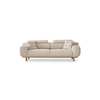 Golden Wood Base Round Back Boucle Fabric Beige Sofa Set