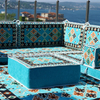 Turquoise Arabic Floor Couch Modular Design Floor Cushion Majlis