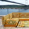 Bright Yellow Fabric Majlis Arabic Living Room Furniture Majlis Floor Cushions