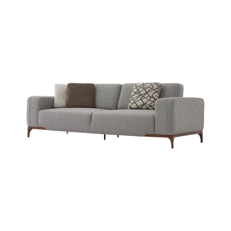 Modern Icon Sofa Set Wooden Base Sofa Home Living Room Grey Fabric Furniture