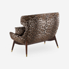 Italian Luxury Leopard Fabric Highback Loveseat Oleandro Sofa