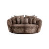 DG Giglio Round Shape Wide Seat Two Seater Leopard Fabric Loveseat Sofa