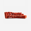 Stationary Furniture Modular Curved Chaise Lounge Red Chenille Fabric Sofa