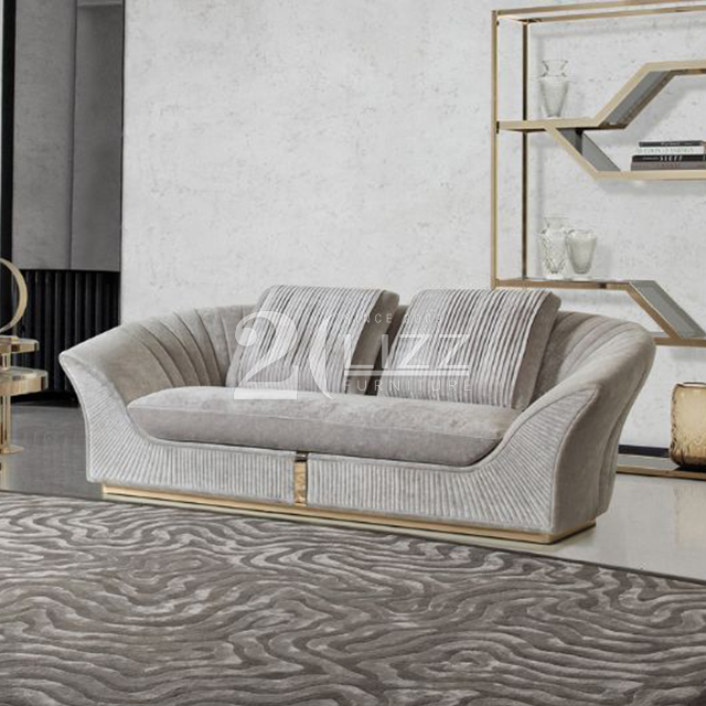 Light Luxury Italian Living Room Furniture Curved Back Fabric Sofa