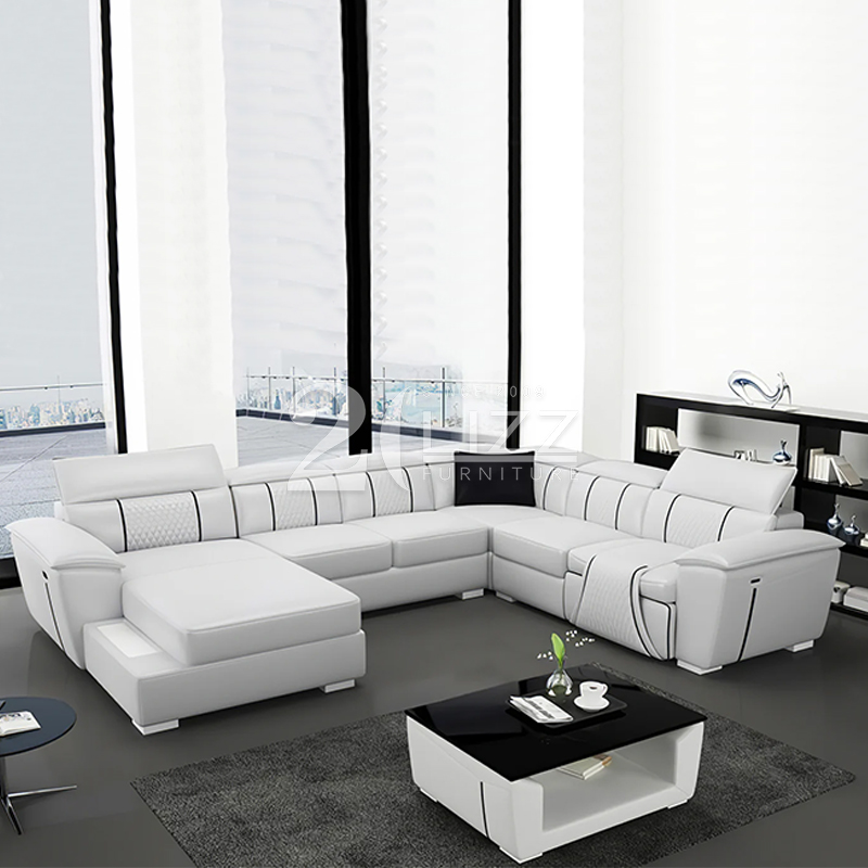 Uli Modern U Shape Leather Sectional Furniture Italian Leather Sofa